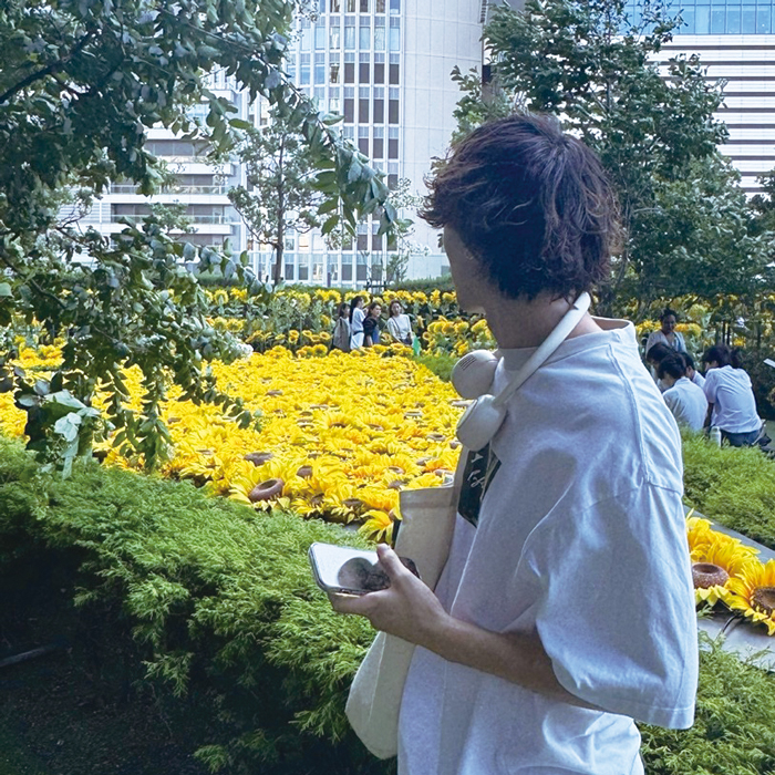 散歩している風景