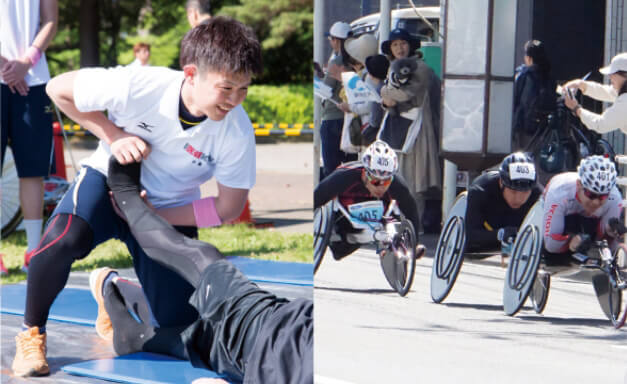 仙台国際ハーフマラソン大会 トレーナーブース／車いすの部サポート